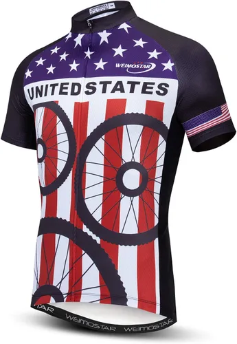 Miniatura 8 de Weimostar Hombre Ciclismo Jersey Manga Corta Bicicleta Ropa Multicolor Diamante