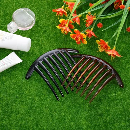 Miniatura 6 de 20 piezas de 7 dientes, estilo francés, peine giratorio de plástico, accesorios para el cabello para mujeres (negro y marrón)