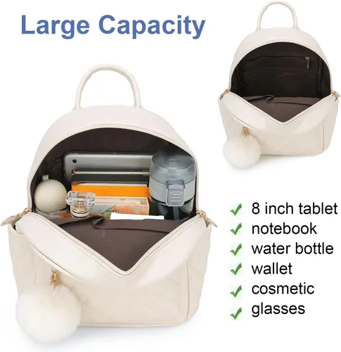 Miniatura 33 de Mini mochila de moda para niñas, bolso pequeño lindo de cuero a cuadros para mujer, mochilas pequeñas, Negro -, Mini mochila de moda para niñas