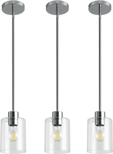 Miniatura 23 de Moderna lámpara colgante cilíndrica de cristal transparente de granja, luces de isla para cocina, mini iluminación colgante para decoración de isla