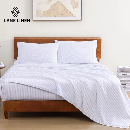 Miniatura 2 de LANE LINEN - Juego de sábanas de 4 piezas 100 % algodón orgánico percal puro King, ropa de cama suave transpirable para colchones de hasta 15 17