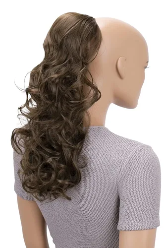 Miniatura 9 de CAISHA Extensiones de cola de caballo de 18 pulgadas, mezcla de marrón claro ondulado voluminoso PH27 mezcla marrón claro #6T27 PH27