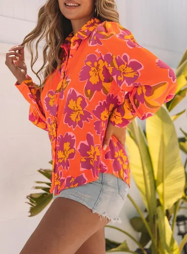 Miniatura 4 de EVALESS Blusas con botones para mujer, blusas de manga larga con estampado de moda 2023