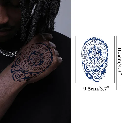 Miniatura 2 de 10 tatuajes vikingos celtas nórdicos para la parte posterior de las manos y los antebrazos, tatuajes tribales de Bule para la cara, fiesta vikinga