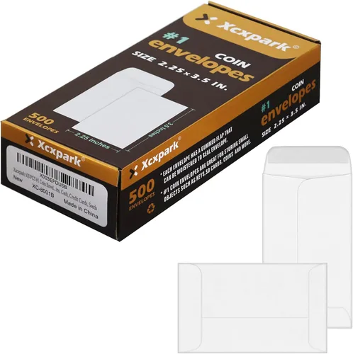 Xxcxpark 500 sobres para monedas #1, sobres de papel kraft blanco de 2-1/4 x 3-1/2 pulgadas, sobres clásicos de papel kraft para piezas pequeñas,