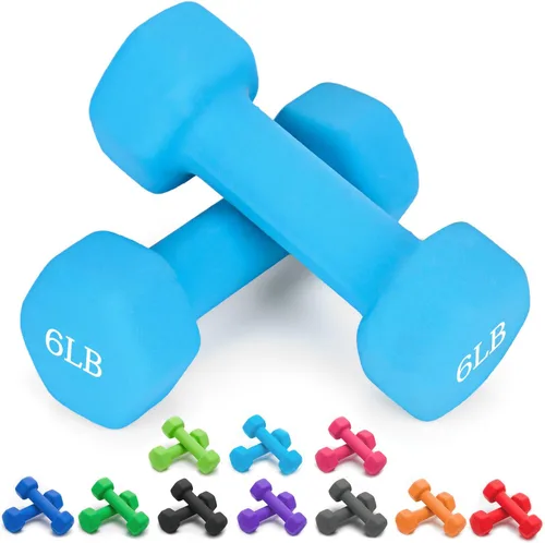 Miniatura 80 de Portzon Mancuernas con Pesos 10 Opciones de Colores Compatibles con Juego de 2 Mancuernas de Neopreno, 1-15 Libras, Antideslizantes, No se Ruedan