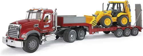 Miniatura 3 de Camión plataforma Mack Granite con JCB cargadora retroexcavadora de Bruder