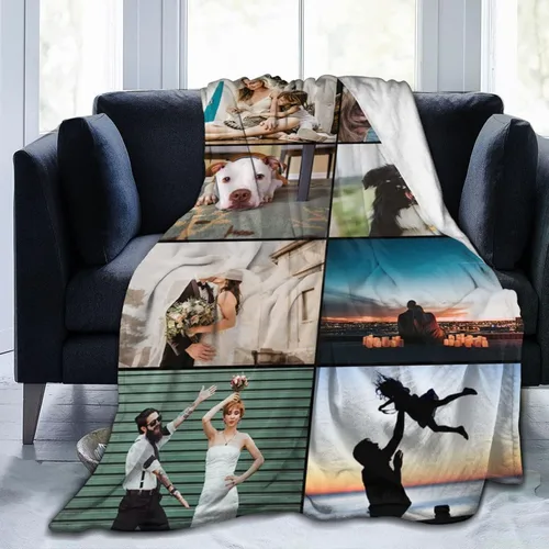 Miniatura 22 de Manta de cama personalizada con texto de fotos, mantas personalizadas con collage de fotos, mantas personalizadas para regalo de cumpleaños 1 Foto