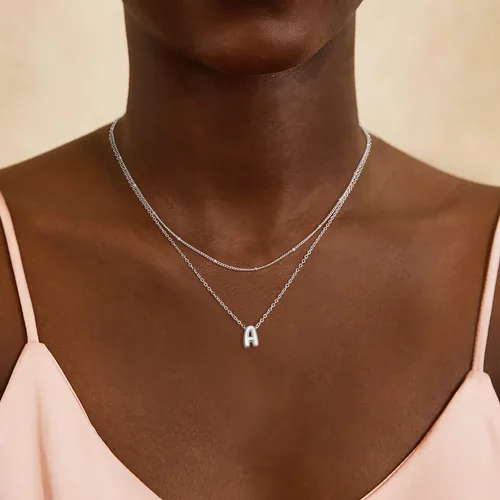 Miniatura 4 de Collar de letras doradas y plateadas, con inicial en capas para mujer, pequeños collares con dije, gargantilla delicada, collar lindo apilable