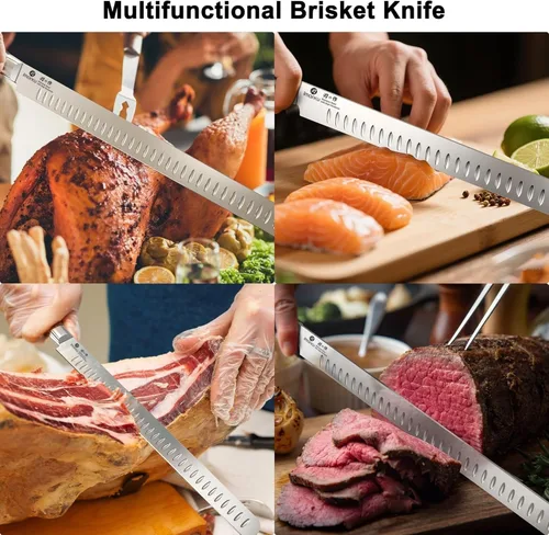 Miniatura 8 de imarku Cuchillo de Brisket, Cuchillo de Trinchar y Cortar Ultra Afilado de 12 Pulgadas para Brisket, BBQ, Pavo, Jamón, Costillas y Carne Asada, Hoja