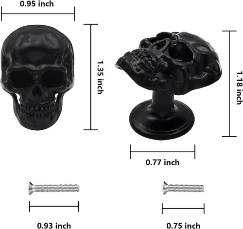 Miniatura 2 de Paquete de 6 pomos de cajón de esqueleto de calavera, tiradores vintage de un solo agujero para armarios de cajones, estanterías, armarios