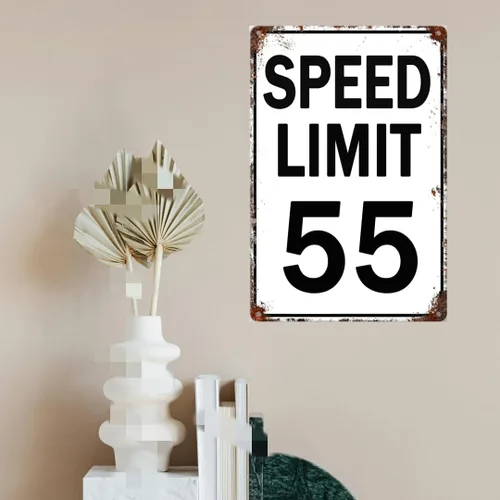 Miniatura 4 de Speed Limit - 55 letreros decorativos de metal de 8 x 12 pulgadas para tráfico, estilo retro, color 2