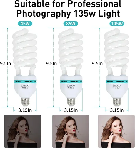 Miniatura 3 de Skytex 2 unids 135 W bombilla 5500 K CFL luz diurna espiral softbox kit de iluminación bombilla en zócalo E27 para fotografía foto
