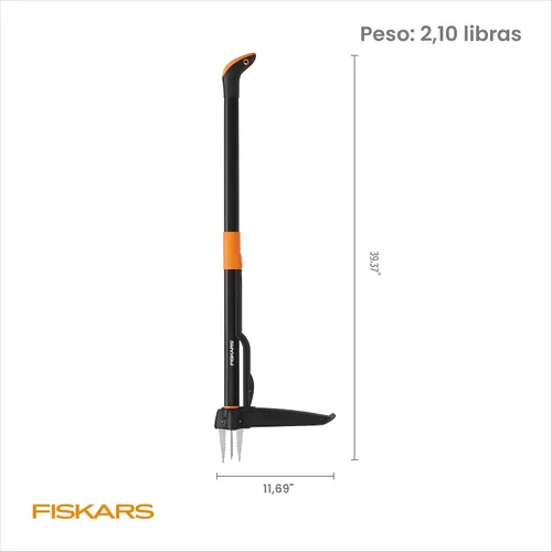 Miniatura 7 de Fiskars Herramienta de desmalezado de pie con 3 garras, desmalezador de jardín, herramienta de deshierba manual con mango ergonómico de 39" de largo