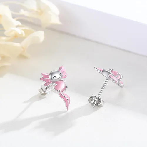 Miniatura 2 de Axolotl - Aretes de tuerca para mujer, de plata de ley 925, hipoalergénicos, joyería de animales