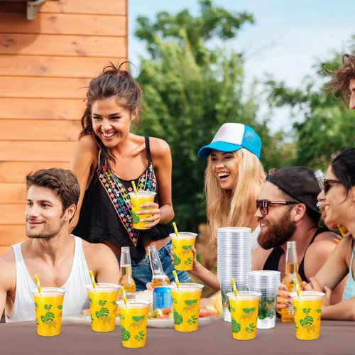 Miniatura 4 de Jinei 60 tazas doradas de plástico desechables de 16 onzas con temática de safari dorado para fiestas temáticas de safari dorado, a granel para dos