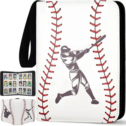 Miniatura 8 de Carpeta de tarjetas de béisbol de 440 bolsillos, 55 fundas pequeñas de béisbol, carpeta de béisbol de 3 anillos con cremallera, 4 bolsillos