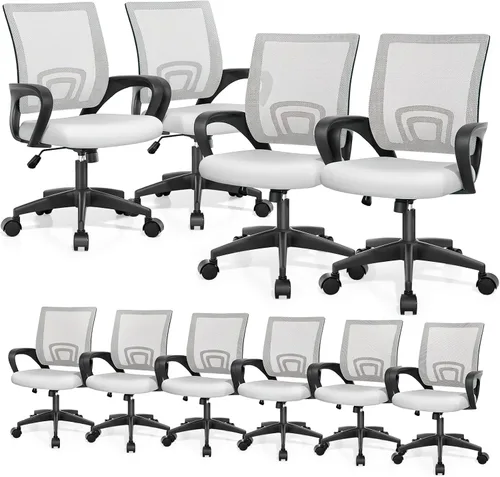 Miniatura 30 de Magshion Silla ergonómica de escritorio de oficina, silla de computadora de malla con respaldo medio, silla giratoria con respaldo transpirable