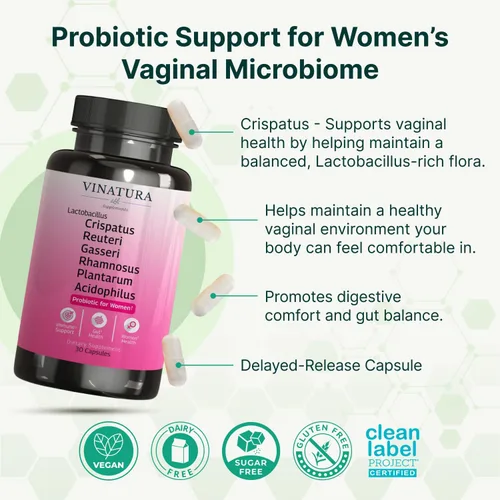 Miniatura 3 de VINATURA Lactobacillus Rhamnosus, Reuteri, Gasseri, Plantarum, Crispatus, Acidophilus Probióticos - Probióticos para mujeres *Hecho y probado