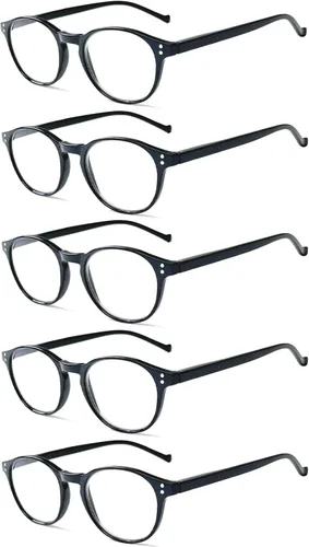 NORPERWIS 5 pares de anteojos de lectura, ajuste estándar, con bisagra de resorte, lentes para hombres y mujeres, Mediana