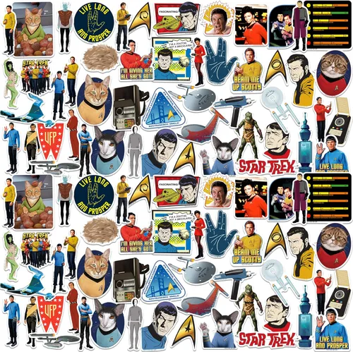 Star Trek The Original Series - Paquete variado de calcomanías de vinilo grandes de lujo de 100 unidades, diseños clásicos troquelados para laptop,