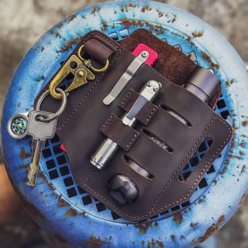 Miniatura 4 de Funda de cuero EDC, organizador de bolsillo de cuero multiherramienta