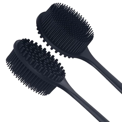 Miniatura 2 de DNC Exfoliador de Espalda para Ducha Cepillo Corporal de Silicona Suave para Baño con Mango Largo (Negro)