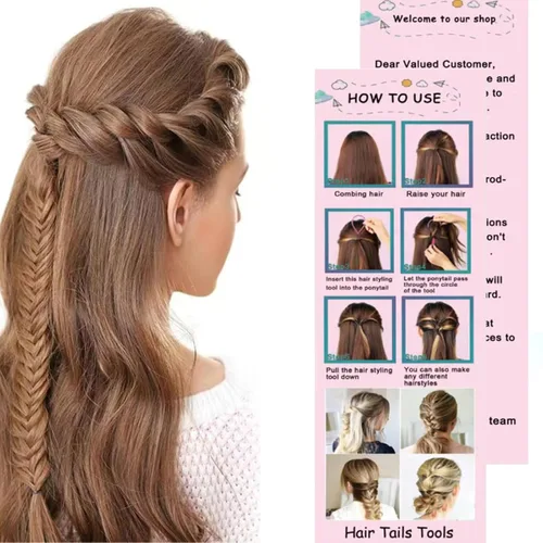 Miniatura 8 de Set de 5 piezas de cepillo para peinar hacia atrás con herramienta Topsy Tail, cerdas para peinar, peine de cola de rata para peinado de cabello
