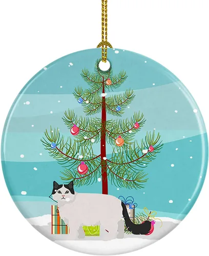 Miniatura 51 de Caroline's Treasures Adorno de cerámica con texto en inglés "Merry Christmas" para colgar en el árbol de Navidad, decoración para el hogar, Navidad