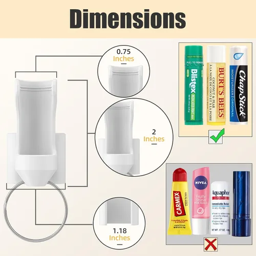 Miniatura 2 de Llavero para bálsamo labial con soporte para taza - Soporte 2 en 1, accesorio para bálsamo labial para taza Stanley de 40oz, blanco