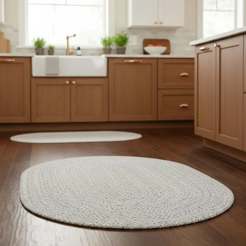 Miniatura 61 de Super Area Rugs Farmhouse - Alfombra trenzada de algodón reversible para cocina, gris y blanco, 4 x 6 pies, ovalada