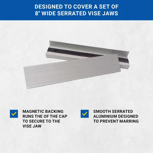 Miniatura 3 de Yost Vises MA-380 - Tapones magnéticos universales de aluminio de 8 pulgadas, tapa de mordaza dentada, cubierta de mandíbula para tornillo de banco