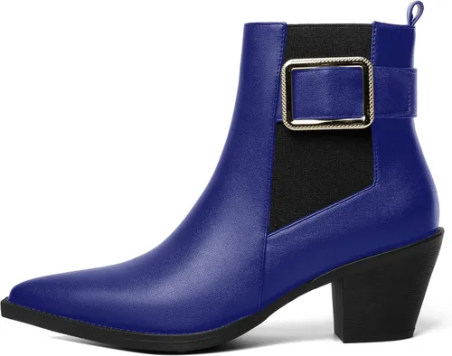 Miniatura 2 de Botas altas de tacón medio grueso con punta elástica mate para mujer, 2.5 pulgadas