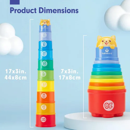 Miniatura 8 de hahaland Juguetes apilables para niños pequeños de 1 a 3 años – Vasos apilables – Juguete para niños de 1 a 2 años de edad Juguetes Montessori