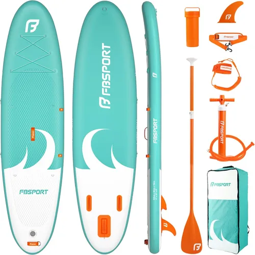 Miniatura 11 de FBSPORT Tabla de remo de pie prémium de 11 pies, tabla de yoga con accesorios de SUP y bolsa de transporte, amplia posición, control de surf, Verde