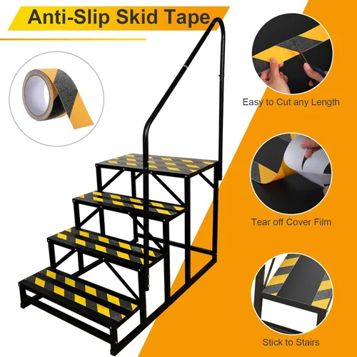 Miniatura 3 de TOCRETOARE Escalones de caravana con pasamanos, escalera de 4 escalones para bañera de hidromasaje con pasamanos, escaleras portátiles para caravana