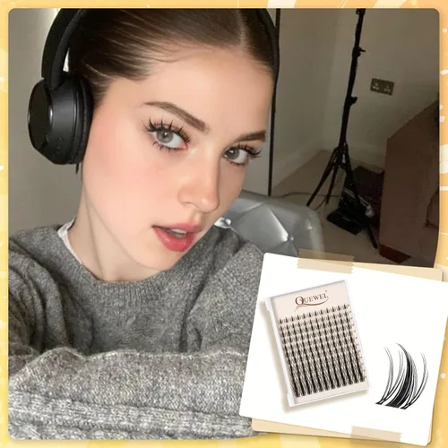 Miniatura 4 de QUEWEL Fairy-Lash-Clusters, 144 piezas Manga-Lash-Clusters Mix10-18mm Banda Invisible Natural Finas Clusters de Pestañas para Extensiones