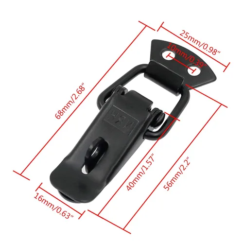 Miniatura 2 de Zorfeter Hebilla de Cierre con Pestillo de Palanca con Resorte de Acero Inoxidable para Cajas de Gabinete, Maleta con Tornillos de Montaje, Negro