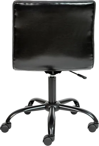 Miniatura 5 de Flash Furniture - Silla de oficina, vinilo negro, estructura negra, sin reposabrazos, asiento y respaldo acanalados, diseño de respaldo bajo