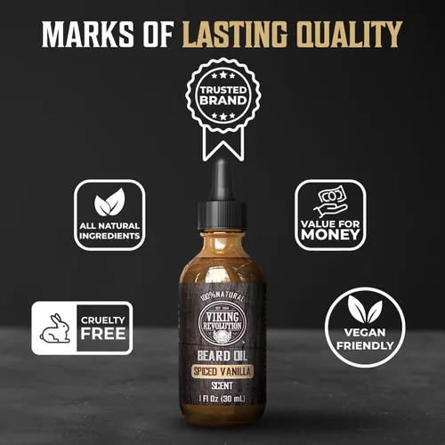 Miniatura 5 de Aceite de barba Viking Revolution para hombres - Aceite natural para barba de hombres con aceite de argán y jojoba - Suavizante de barba, fortalece