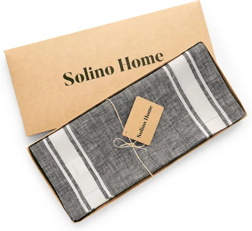 Miniatura 6 de Solino Home Camino de mesa de lino a rayas de 60 pulgadas, 100% lino puro, camino de mesa pequeño de 14 x 60 pulgadas, ideal para tocador y mesas