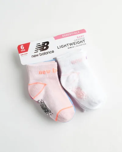 Miniatura 2 de New Balance Calcetines para bebé, paquete de 6 calcetines de corte de cuarto, calcetines antideslizantes (bebébebé)