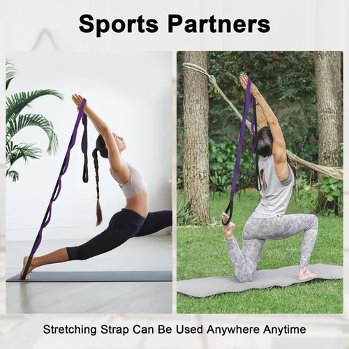 Miniatura 6 de Amrules Yoga Strap for Stretching with 10 Loops Inelastic Soft Polyester Cotton Stretch Out Band for Exercise, Yoga, Pilates and Dance for Men and