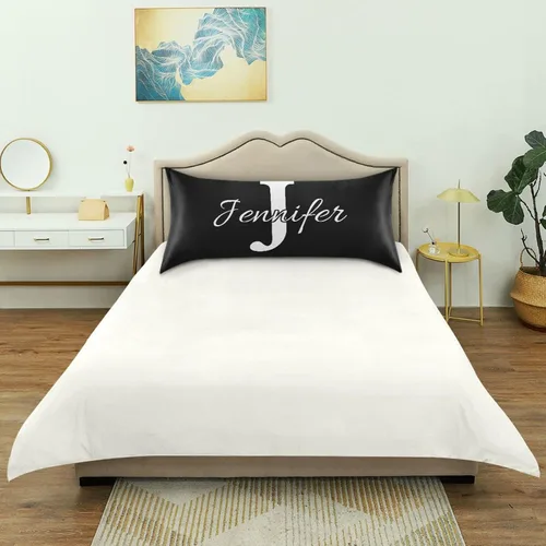 Miniatura 6 de Fundas de almohada negras personalizadas de seda con cierre de sobre, funda de almohada de satén tamaño estándar para personas que duermen
