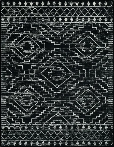Miniatura 8 de Wonnitar Alfombra marroquí lavable de 5 x 7 pies, color negro, alfombra grande para sala de estar, antideslizante, bohemio, para dormitorio