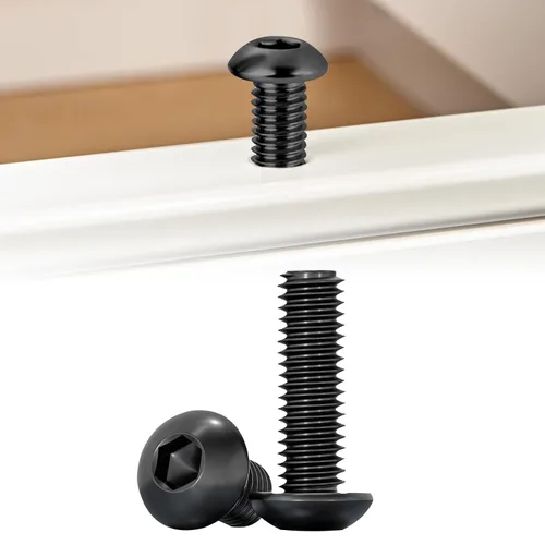 Miniatura 10 de Tornillos de cabeza de botón M5 x 0.394 pulgadas, acero de aleación de grado 10.9, acabado de óxido negro, accionamiento hexagonal métrico Allen