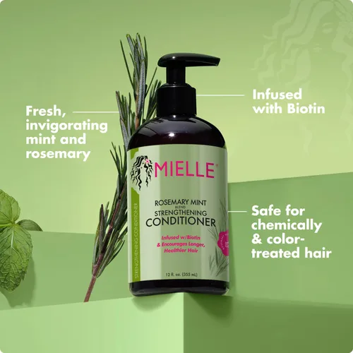 Miniatura 5 de Mielle Organics - Acondicionador capilar fortalecedor de romero y menta para mujeres y hombres - Acondicionador hidratante y desenredante infundido