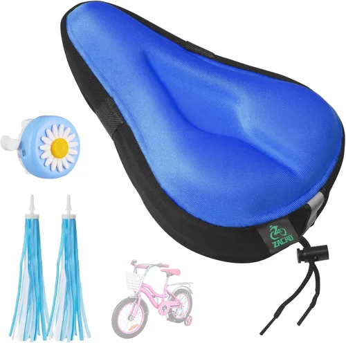 Miniatura 11 de Zacro Funda de cojín de gel para asiento de bicicleta para niños y niñas, funda de asiento de bicicleta antideslizante para niños pequeños, Funda