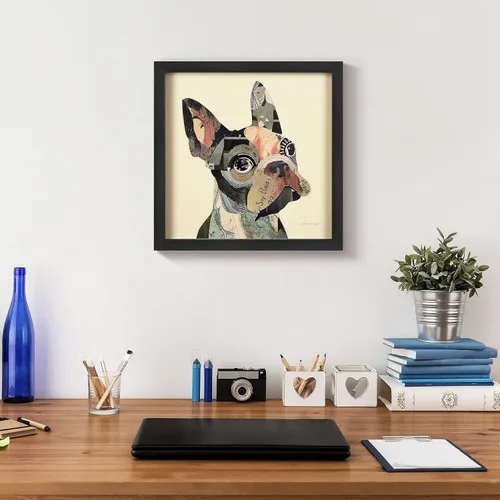 Miniatura 7 de Empire Art Direct Alex Zeng - Papel gráfico enmarcado con collage dimensional de bulldog francés bajo vidrio, listo para colgar, 17 x 17 pulgadas