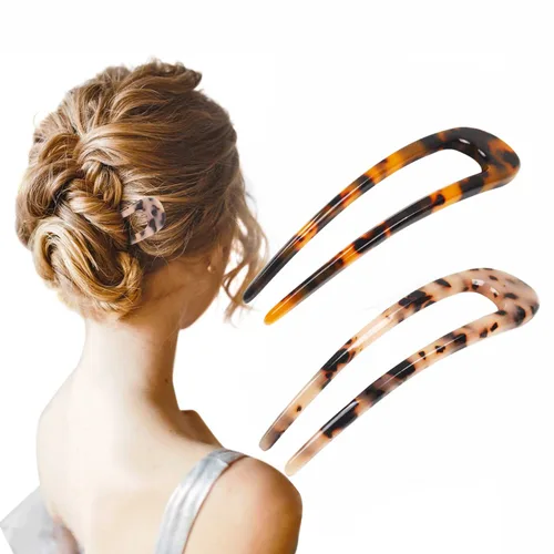Horquillas francesas para el cabello con forma de U, horquillas para cabello fino y grueso, pinzas clásicas de acetato de celulosa de 5.1 pulgadas,